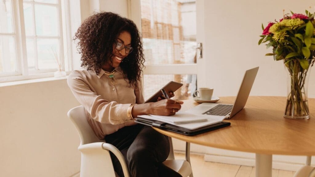 Female Entrepreneur Practicing Gratitude in Business