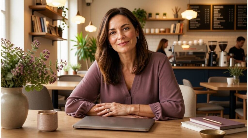 Confident woman at coffee shop wondering why her network marketing business has stalled